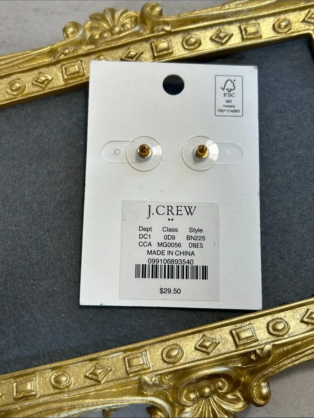 J. Crew Red & Silver Candy Cane Stud Earrings